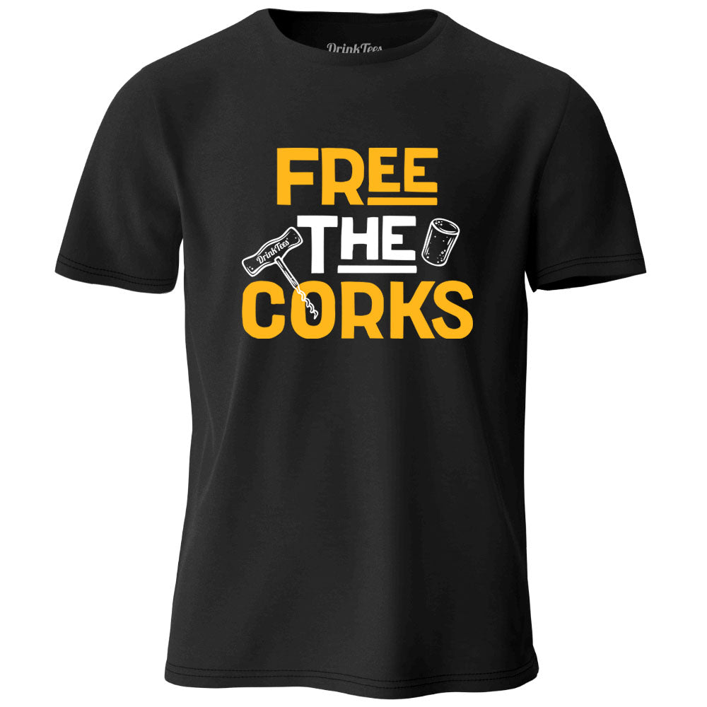 Free The Corks Wine T-Shirt Black