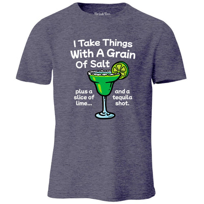 I Take Things With A Grain Of Salt Heather T-Shirt Navy