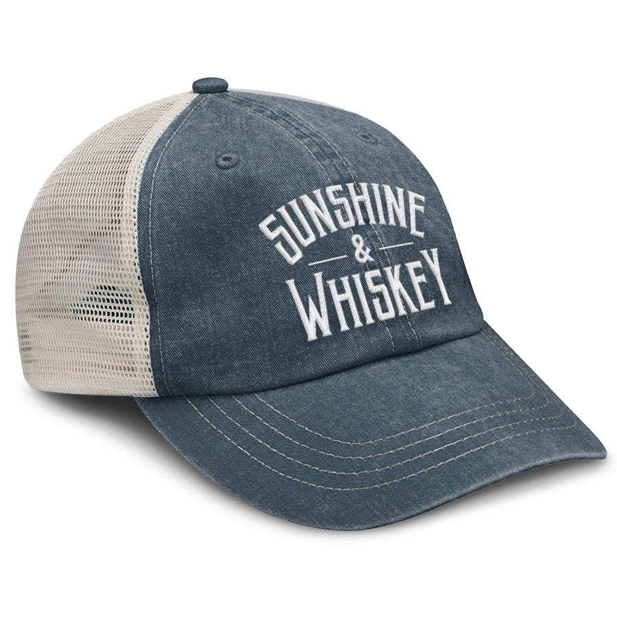 Sunshine & Whiskey Trucker Hat  Navy