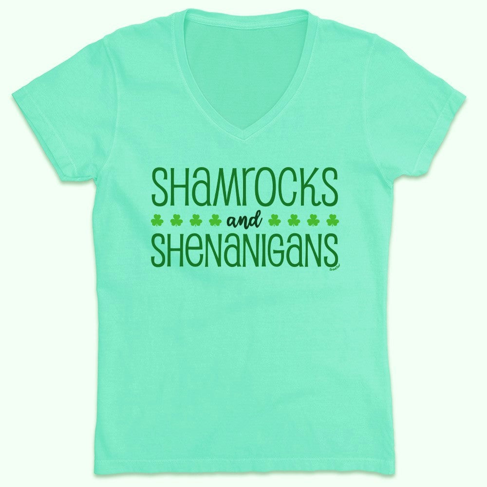 Women's Shamrocks and Shenanigans V-Neck T-Shirt
